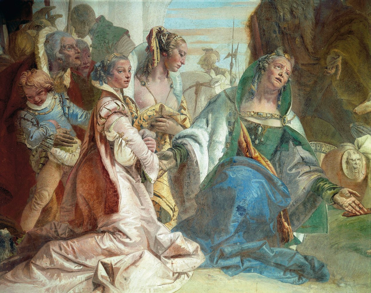 Rodzina Dariusza III Codomana, fragment z Chwały Scypiona Afrykańskiego i Aleksandra Wielkiego autorstwa Giovanni Battista Tiepolo