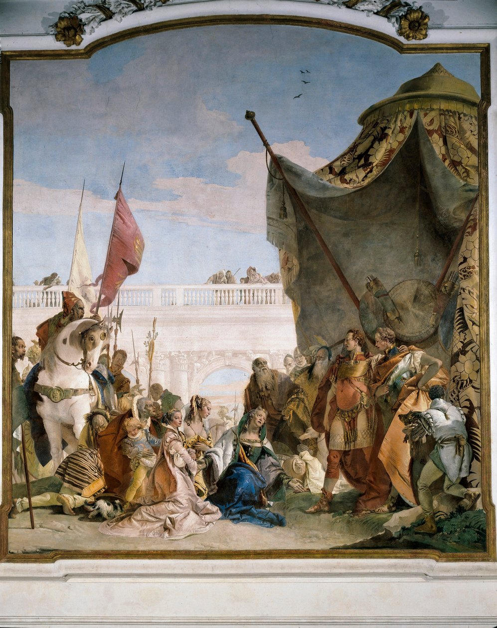 Rodzina Dariusza III Codomana, fragment z Chwały Scypiona Afrykańskiego i Aleksandra Wielkiego autorstwa Giovanni Battista Tiepolo
