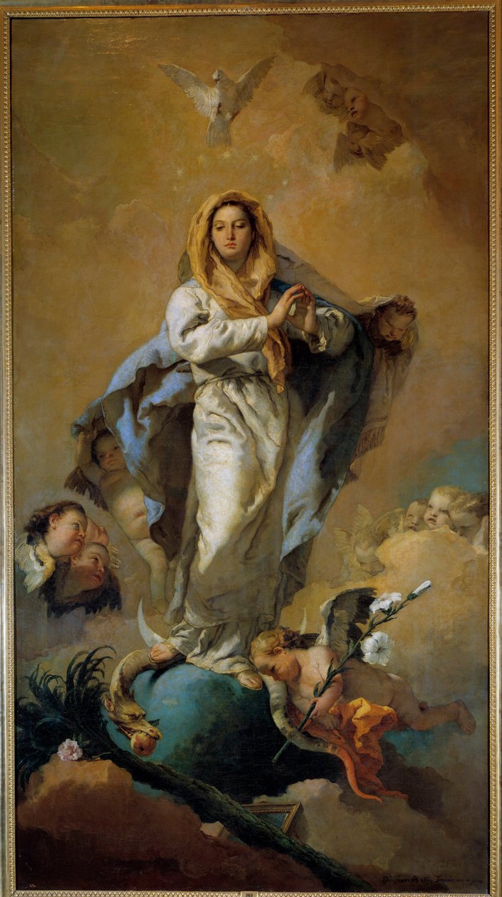Obraz Immaculee Design autorstwa Giovanniego Tiepolo (1696-1770) XVIII-wieczny Madryt, Muzeum Prado autorstwa Giovanni Battista Tiepolo