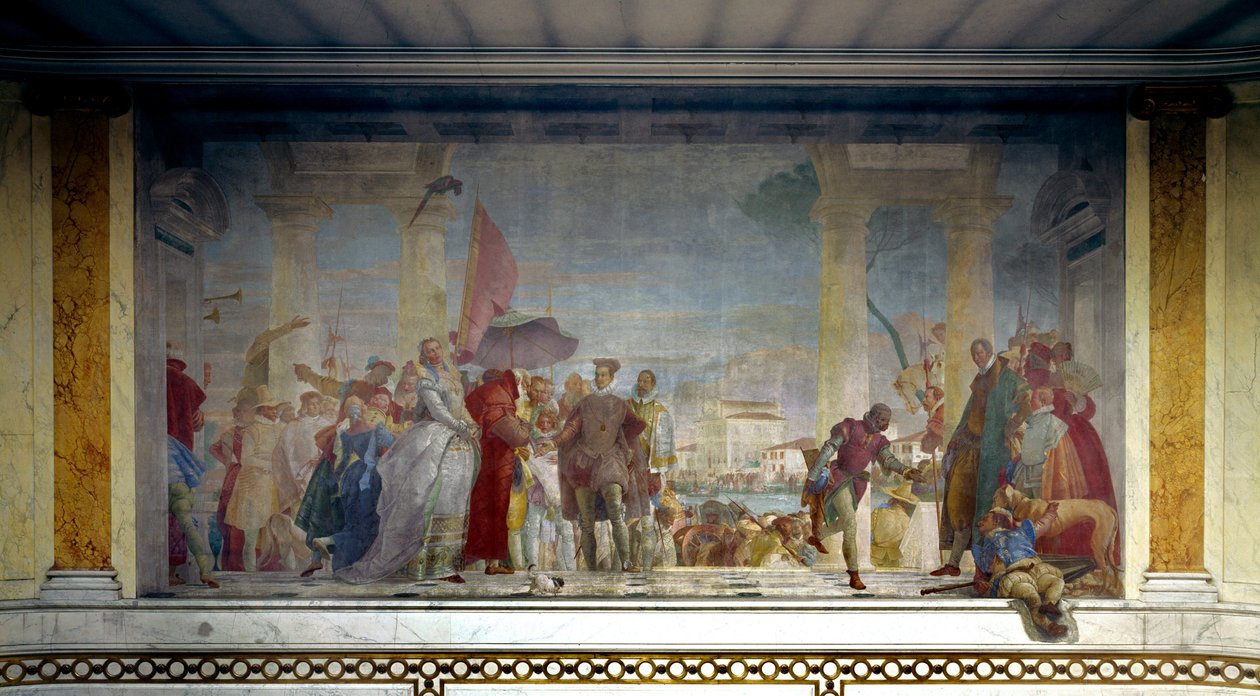 Król Francji Henryk III (1551-1589) przyjęty w Wenecji przez Federico Contariniego w 1574 roku przy wejściu do willi Mira. Obraz Giovanniego Tiepolo (1696-1770) autorstwa Giovanni Battista Tiepolo
