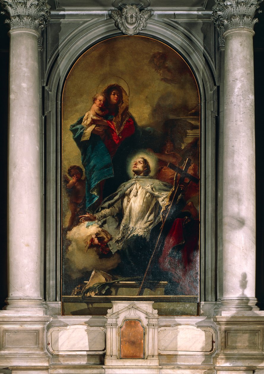 Dziewica ukazująca się św. Janowi Nepomuceńskiemu autorstwa Giovanni Battista Tiepolo