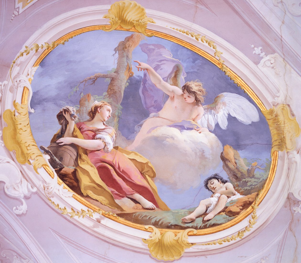 Anioł pociesza Hagar w dziczy, Giovanni Battista Tiepolo (1696-1770), fresk, Pałac Patriarchalny, Sala Gości, Udine autorstwa Giovanni Battista Tiepolo