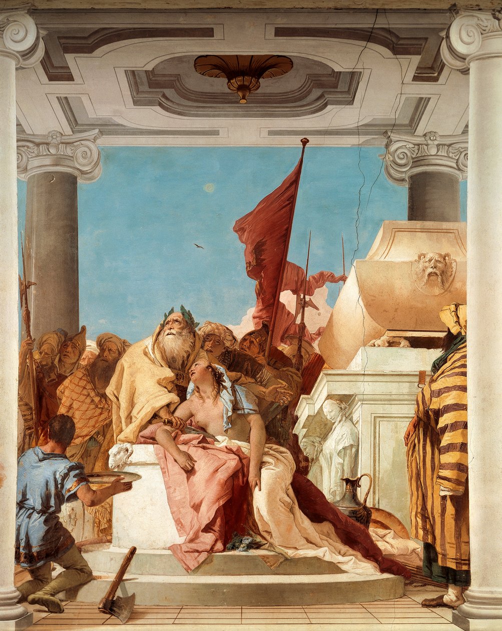 Ofiara Ifigenii, Giambattista Tiepolo (1696-1770), fresk, detal, Hall of Ifigenia, Villa Valmarana 