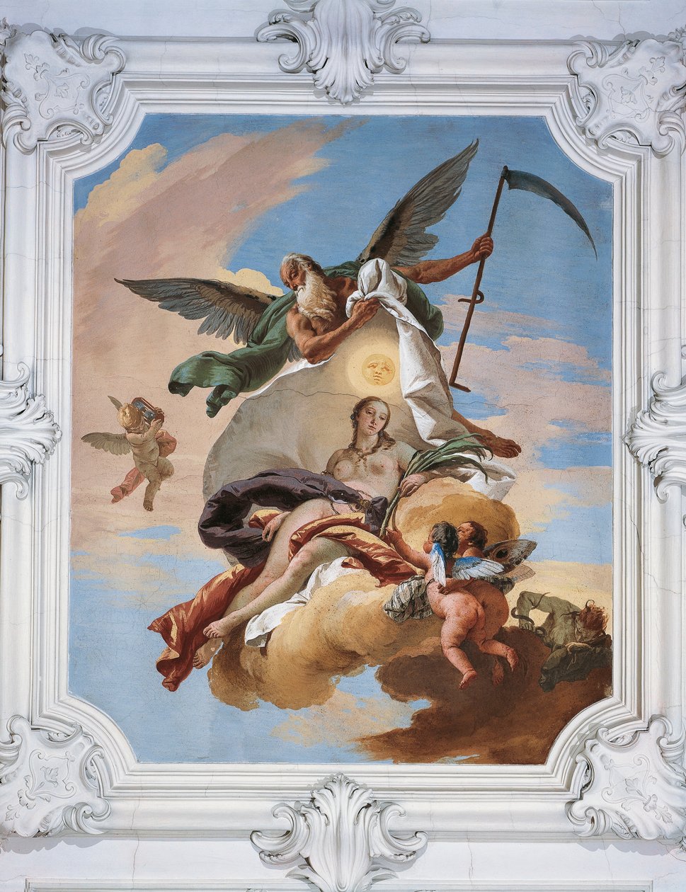 Poszukiwanie czasu na zawiść i odkrywanie prawdy, Giovanni Battista Tiepolo (1696-1770), fresk, Villa Loschi-Zileri, Biron, Monteviale, Włochy autorstwa Giovanni Battista Tiepolo
