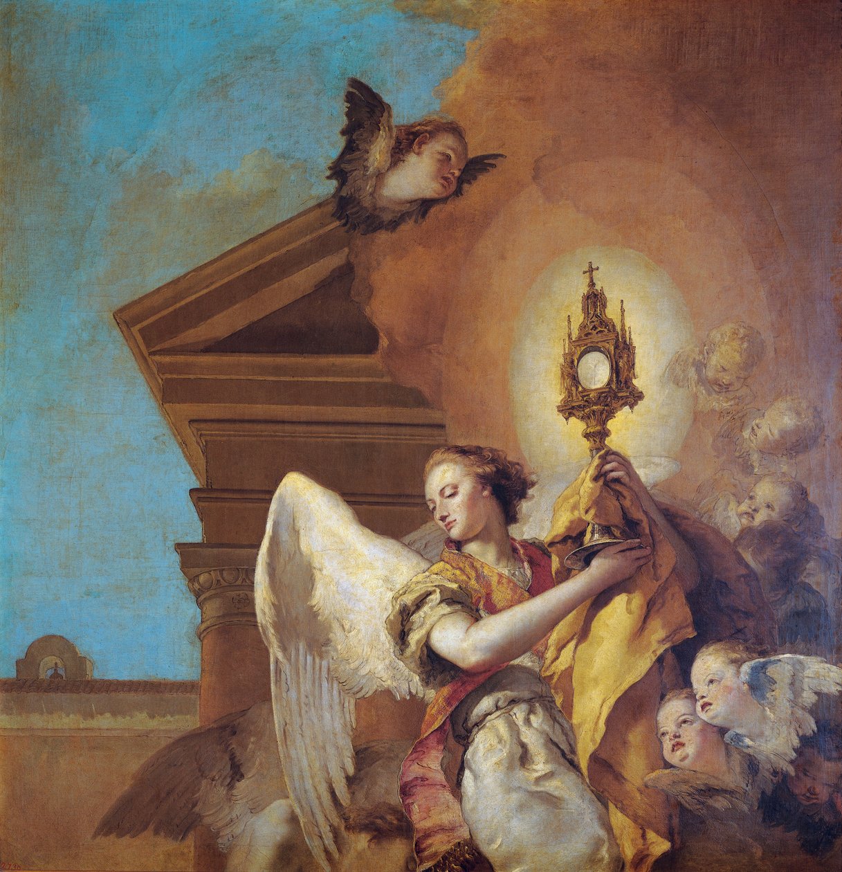 Wizja św. Pascuala Bailon, fragment anioła niosącego Eucharystię autorstwa Giovanni Battista Tiepolo