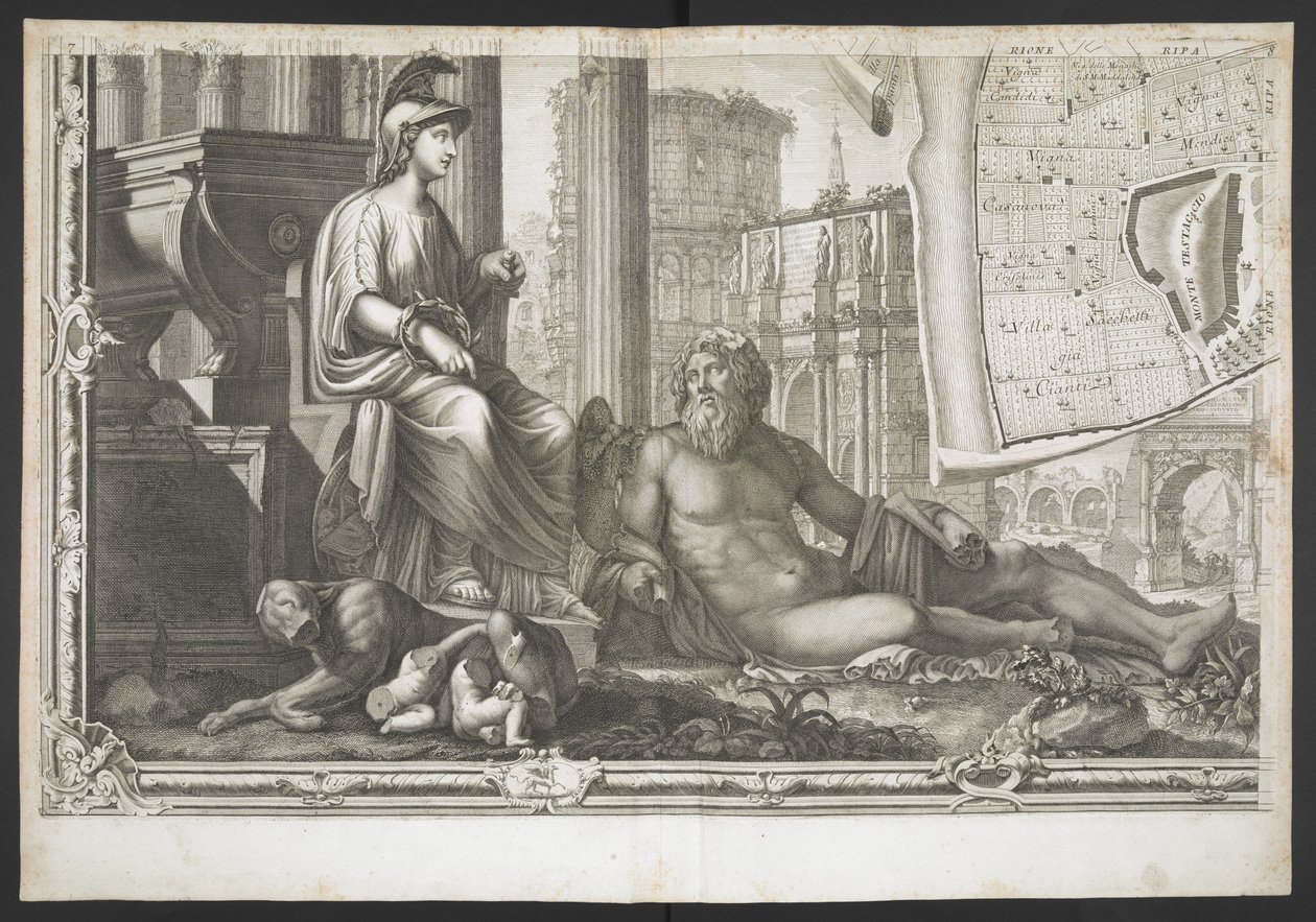 Figury i rzeźby z Nowego Planu Rzymu ujawnione przez G. Nolli autorstwa Giovanni Battista (after) Nolli