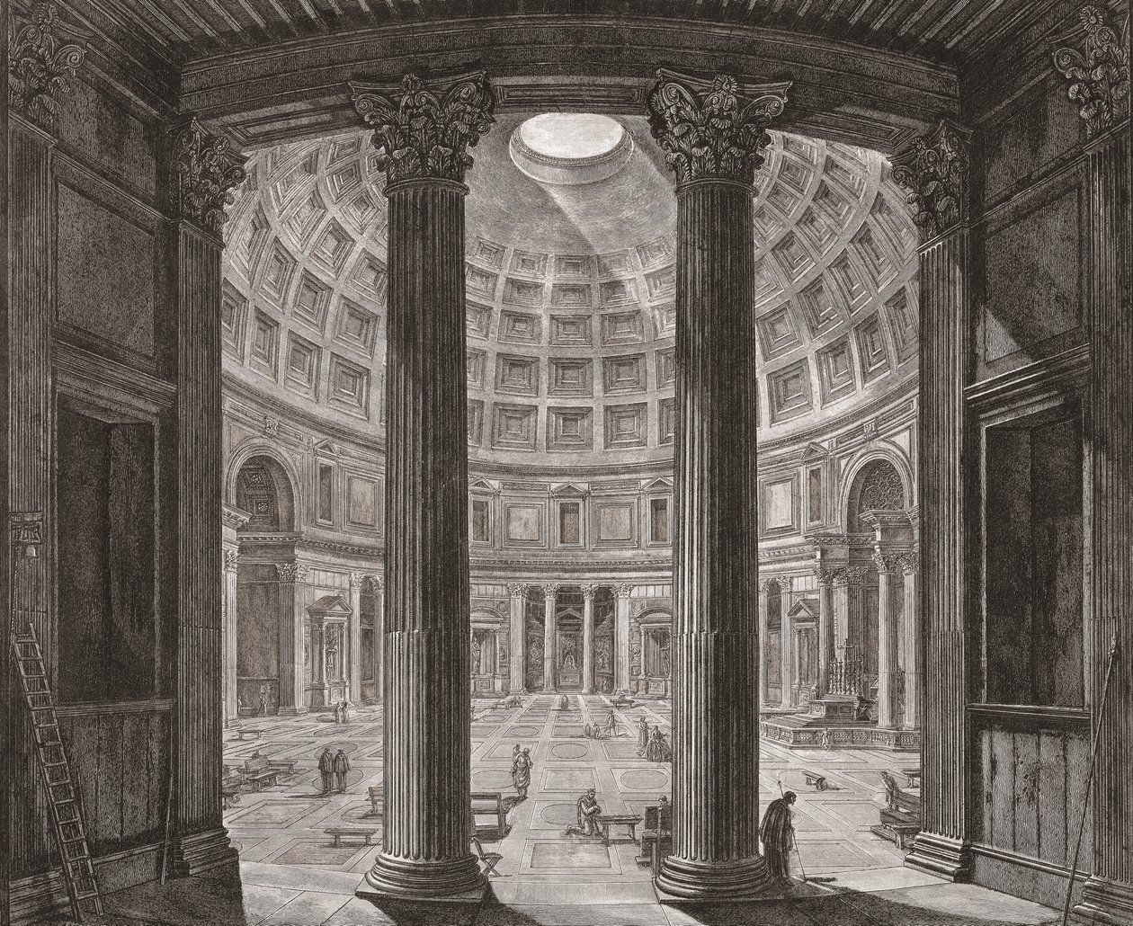 Wnętrze Panteonu, Rzym, Włochy. Piranesi. autorstwa Giovanni Battista (after) Piranesi