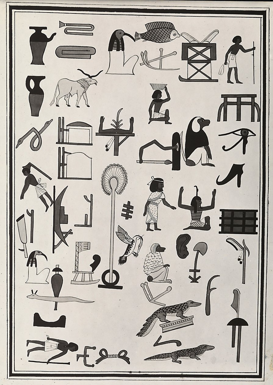 Rysunki dekoracji z wnętrza grobowca faraona Psametyka I, reprodukowane w 1817 roku przez Giovanniego Battistę Belzoniego, znajdującego się w British Museum w Londynie autorstwa Giovanni Battista Belzoni