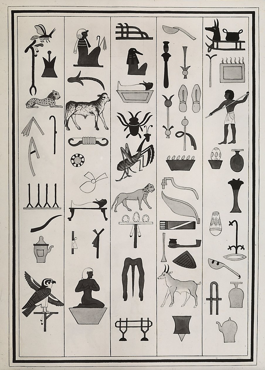 Rysunki dekoracji z wnętrza grobowca faraona Psametyka I, reprodukowane w 1817 roku przez Giovanniego Battistę Belzoniego, znajdującego się w British Museum w Londynie autorstwa Giovanni Battista Belzoni