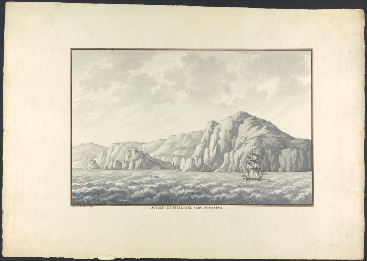 Scoglio di Silla w latarni morskiej w Mesynie autorstwa Giovanni Battista Borra