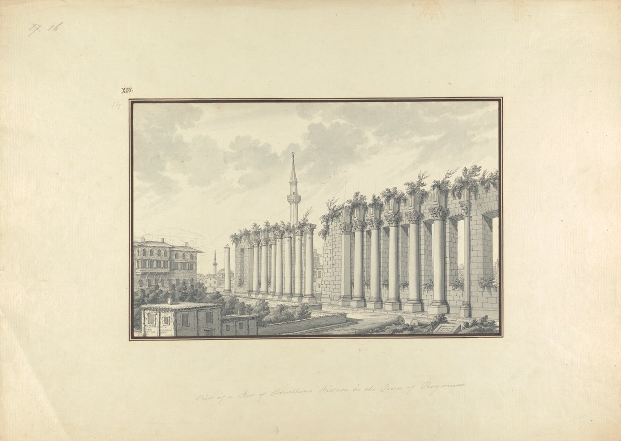 Widok ruin Asklepium w Pergamonie autorstwa Giovanni Battista Borra