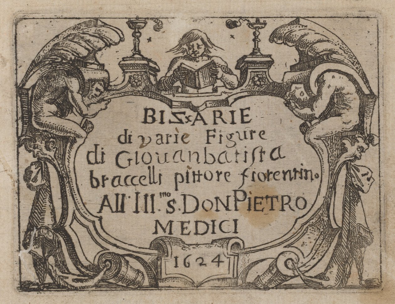 Strona tytułowa "Gonzo różnych postaci" autorstwa Giovanni Battista Bracelli