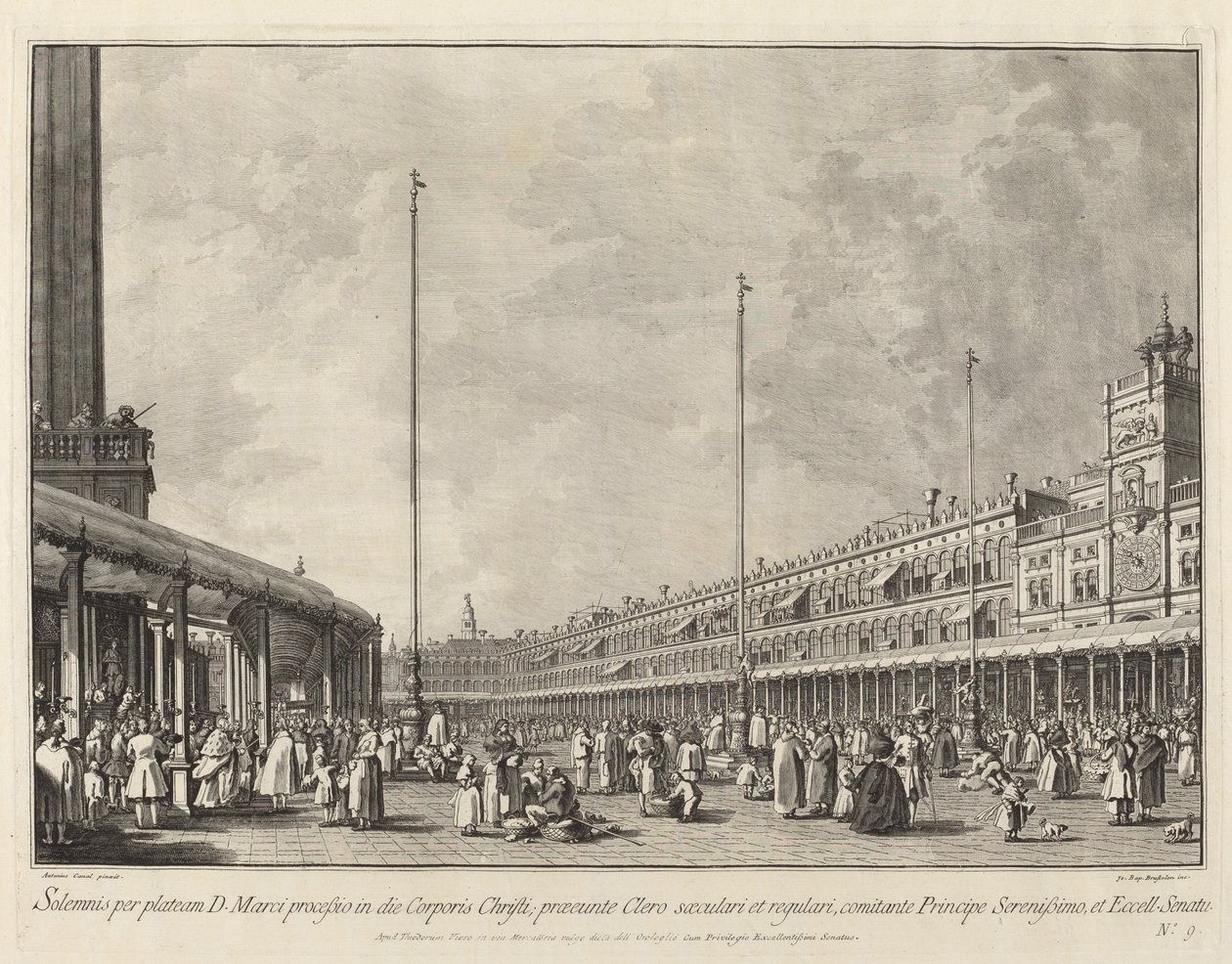 Procesja w Boże Ciało na Piazza San Marco, 17631766. autorstwa Giovanni Battista Brostoloni