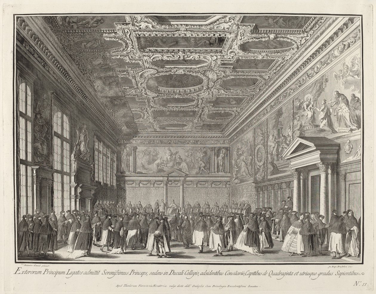 Przyjęcie przez Dożę Ambasadorów Zagranicznych w Sala del Collegio, 17631766. autorstwa Giovanni Battista Brostoloni