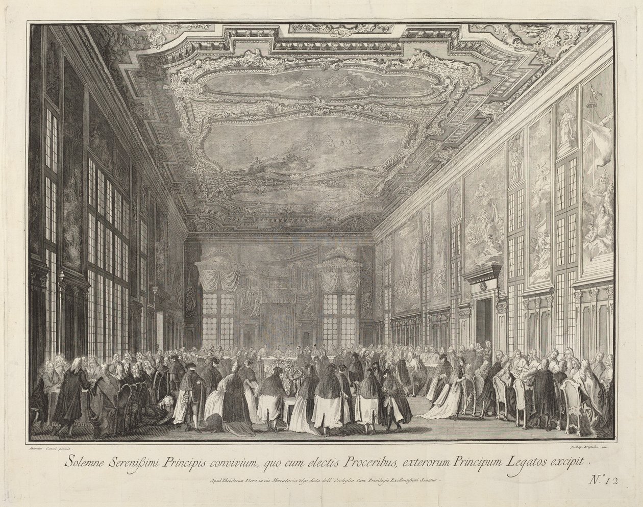 Doża bawi zagranicznych ambasadorów na bankiecie, 17631766. autorstwa Giovanni Battista Brostoloni