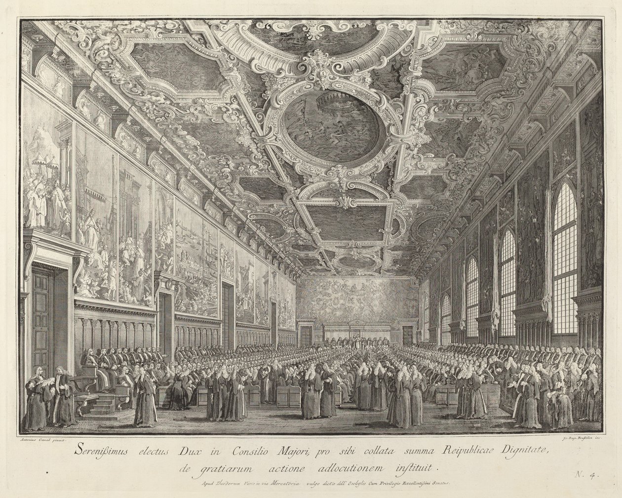 Doża powraca dzięki w Sala del Consiglio Maggior, 17631766. autorstwa Giovanni Battista Brostoloni