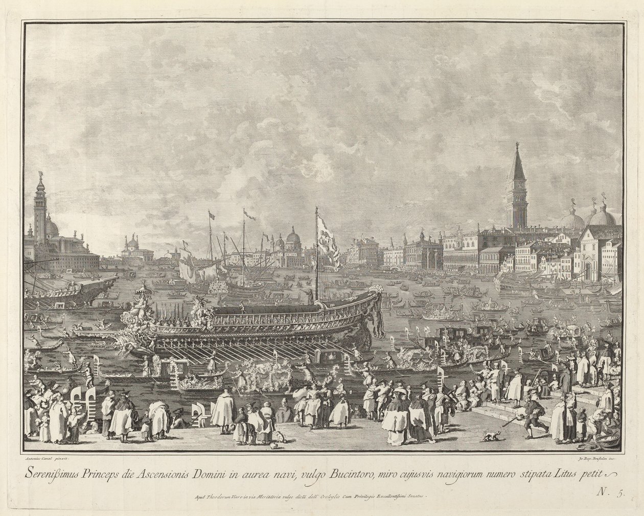 Doża w Bucintoro Wyjazd do Porto di Lido w Dzień Wniebowstąpienia, 17631766. autorstwa Giovanni Battista Brostoloni