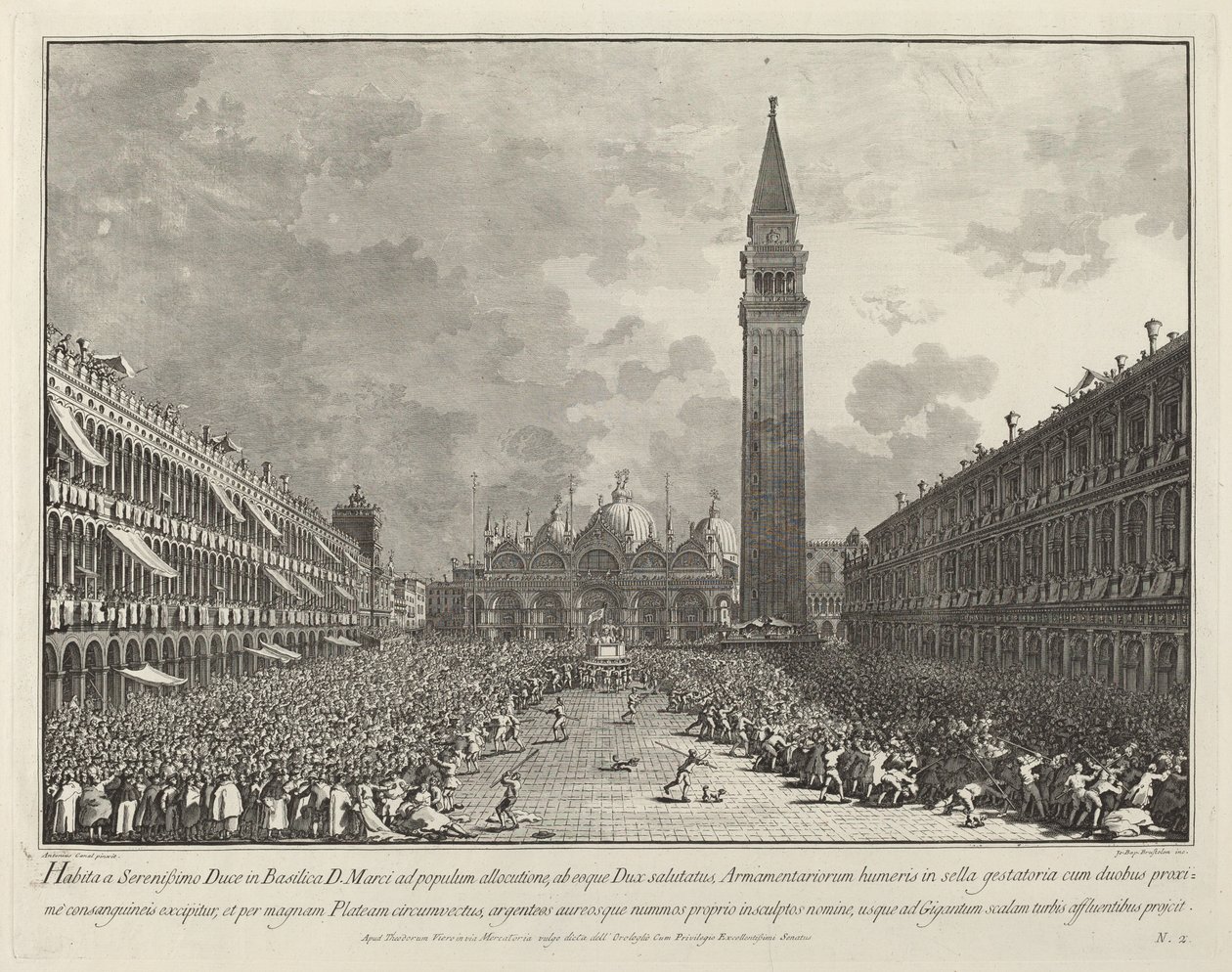 Doża niesiony wokół Piazza San Marco autorstwa Giovanni Battista Brustolon after Canaletto