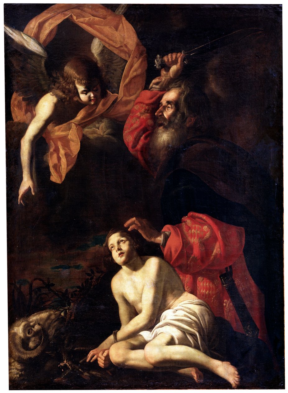 Ofiara Abrahama Izaaka, c1615-c1620 autorstwa Giovanni Battista Caracciolo