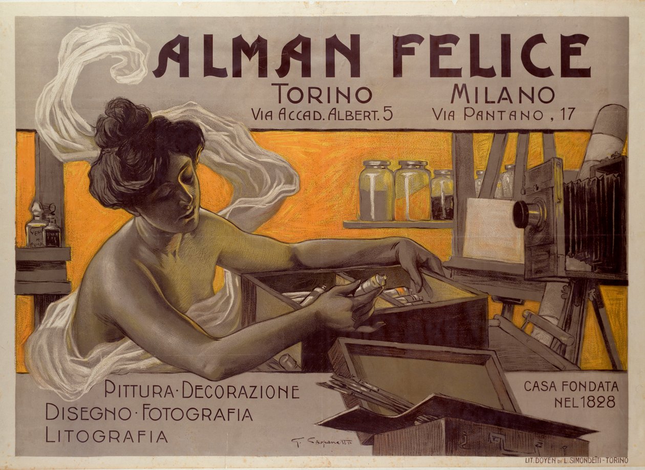 Plakat reklamowy dla Alman Felice, Turyn - Mediolan, Włochy autorstwa Giovanni Battista Carpanetto