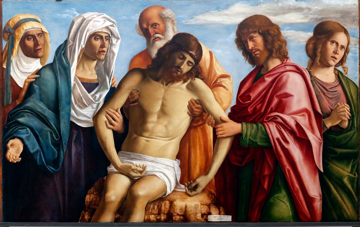 Martwy Chrystus wspierany przez Matkę Boską, Nikodema, św. Jana Ewangelistę i Dwie Marie (obraz) autorstwa Giovanni Battista Cima da Conegliano