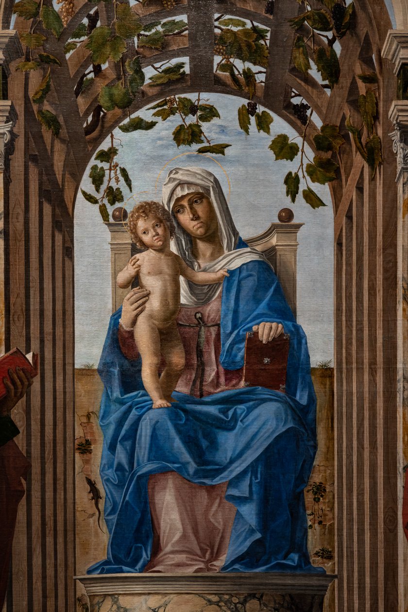 Tronująca Madonna z Dzieciątkiem Jezus między świętymi Jakubem i Hieronimem, fragment autorstwa Giovanni Battista Cima da Conegliano