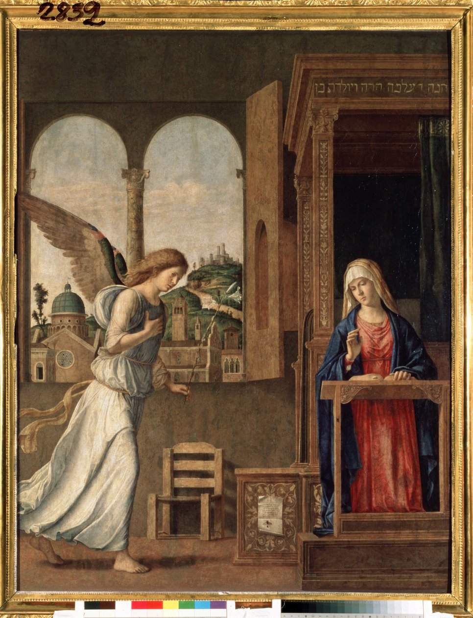 "Zwiastowanie" (Zwiastowanie) Obraz Giovanniego Battisty Cima da Conegliano (ok. 1459-1517) 1495 wym. 136x107 cm Sankt Petersburg, muzeum pustelnia autorstwa Giovanni Battista Cima da Conegliano