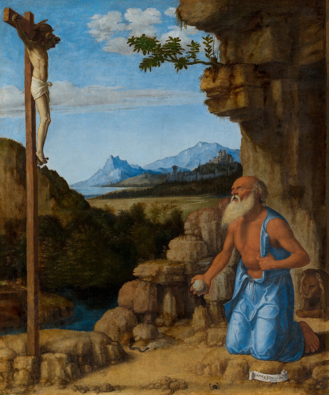 Święty Hieronim na pustkowiu, c. 15001505. autorstwa Giovanni Battista Cima da Conegliano