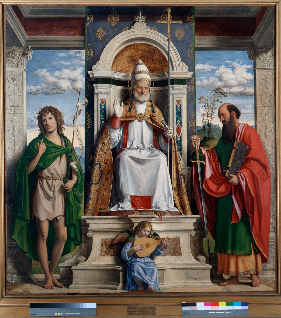 Św. Piotr na tronie ze św. Janem Chrzcicielem i św. Pawłem autorstwa Giovanni Battista Cima da Conegliano