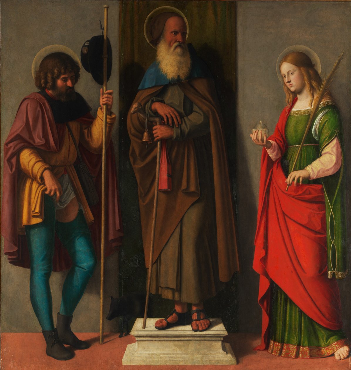 Trzech świętych: Rocha, Antoniego Opata i Łucji, ca. 1513. autorstwa Giovanni Battista Cima da Conegliano