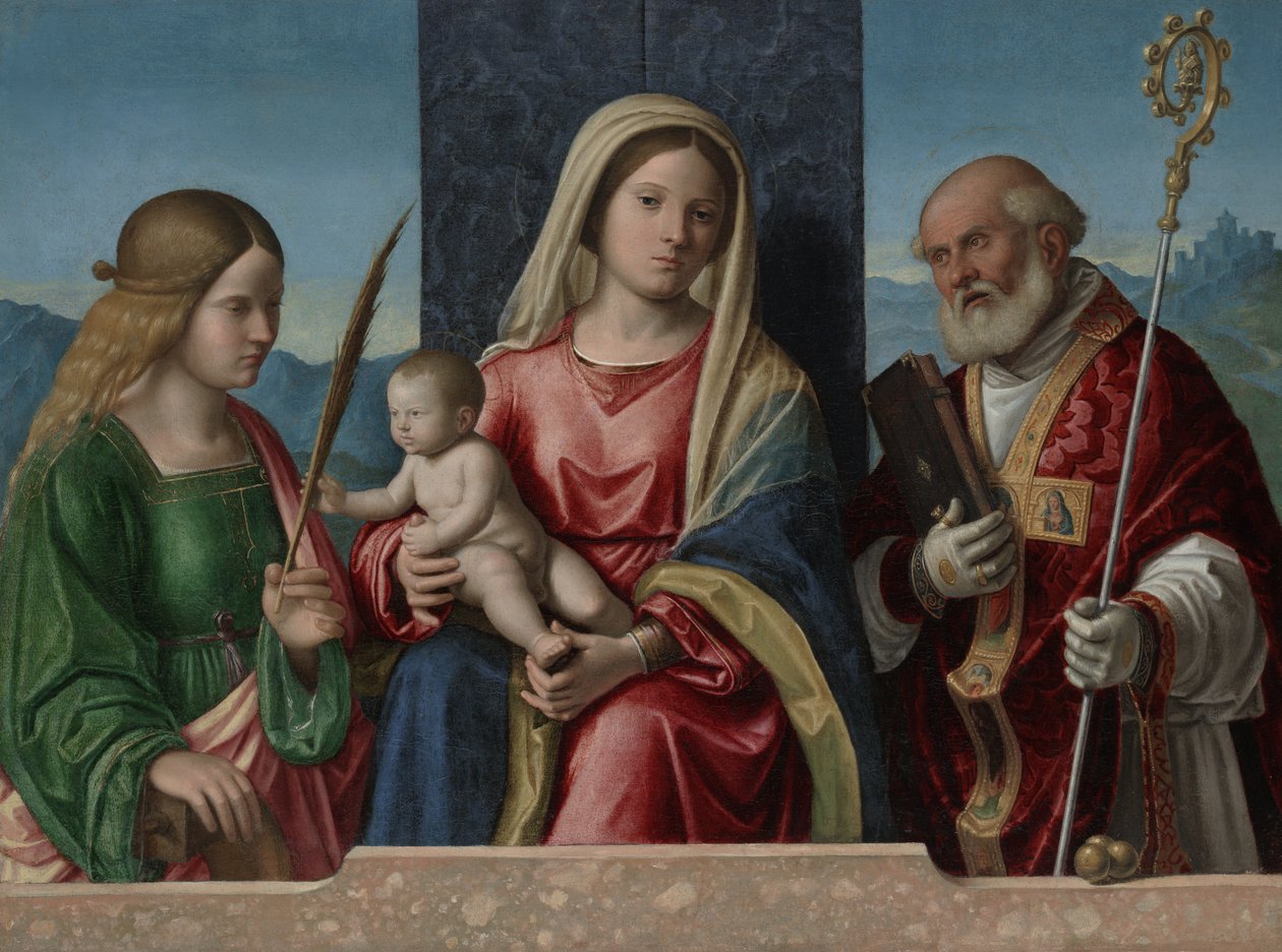 Dziewica z Dzieciątkiem ze świętymi Katarzyną i Mikołajem, 1510-17 autorstwa Giovanni Battista Cima da Conegliano