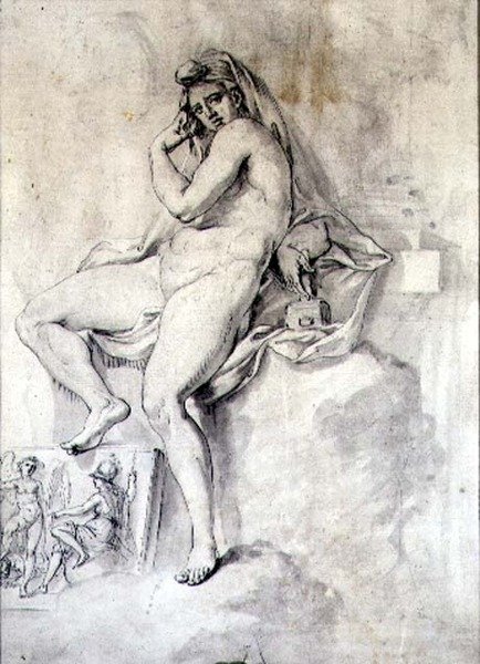 Kobieca personifikacja rzeźby, ok. 1770 (pióro i atrament na papierze) autorstwa Giovanni Battista Cipriani