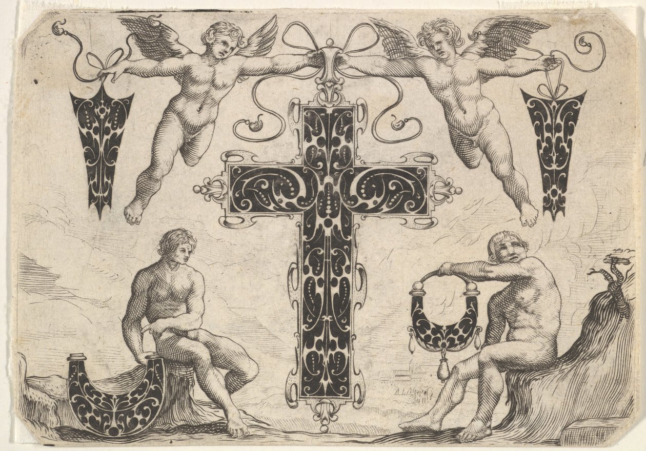 Wisiorek w kształcie krzyża i cztery inne motywy, 1622. autorstwa Giovanni Battista Costantini