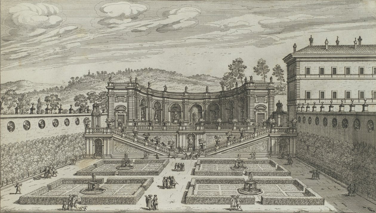Inny widok perspektywiczny Teatro et Giardino Contigvo z Mondragone we Fras ..., 1691 lub później. autorstwa Giovanni Battista Falda