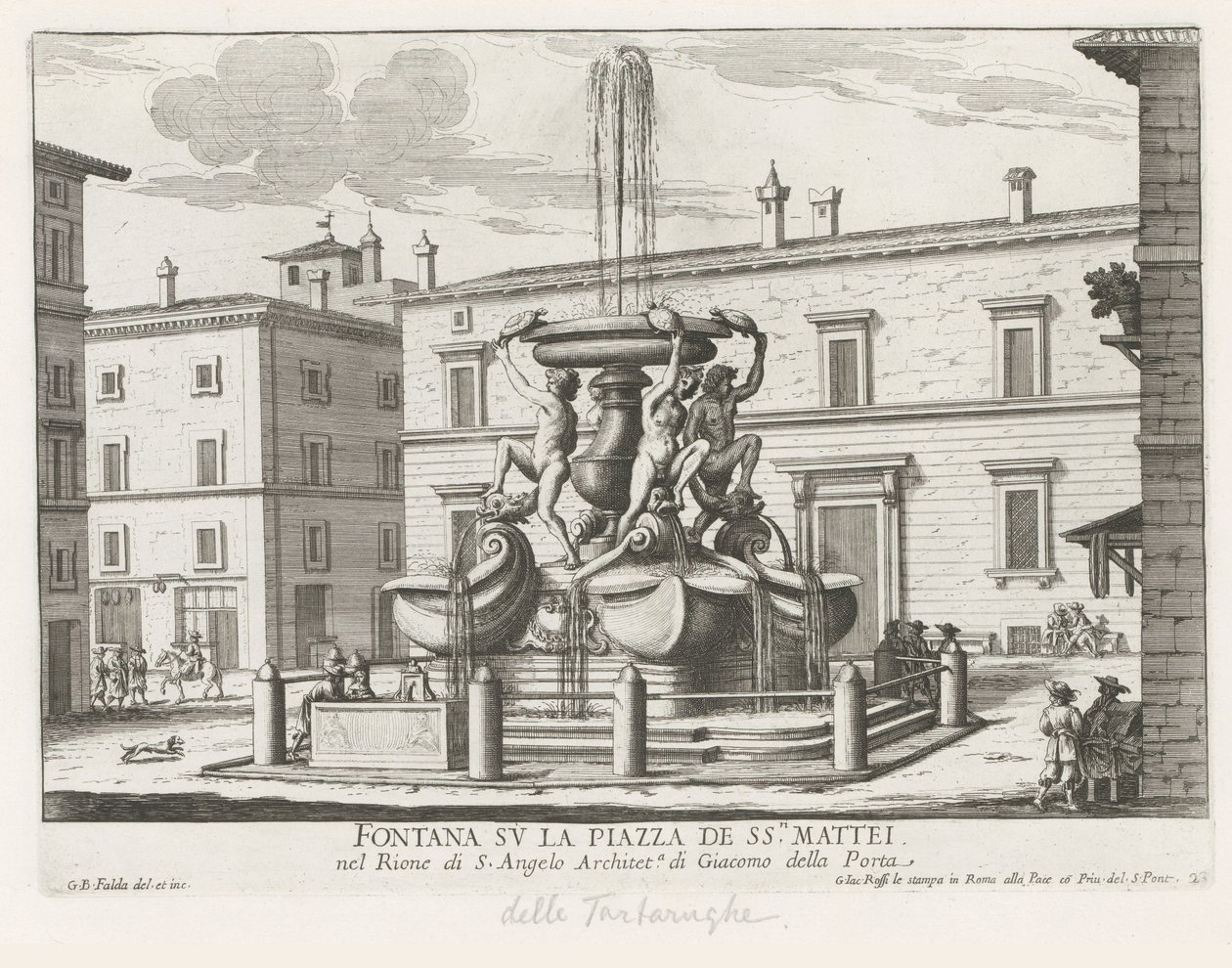 Fontanna Żółwi na Piazza Mattei te Rome Fontanna na Piazza de ss.ri Mattei (tytuł na obiekcie) Fontanny Rzymu (tytuł serii) Fonteinen van Rome (tytuł serii) autorstwa Giovanni Battista Falda
