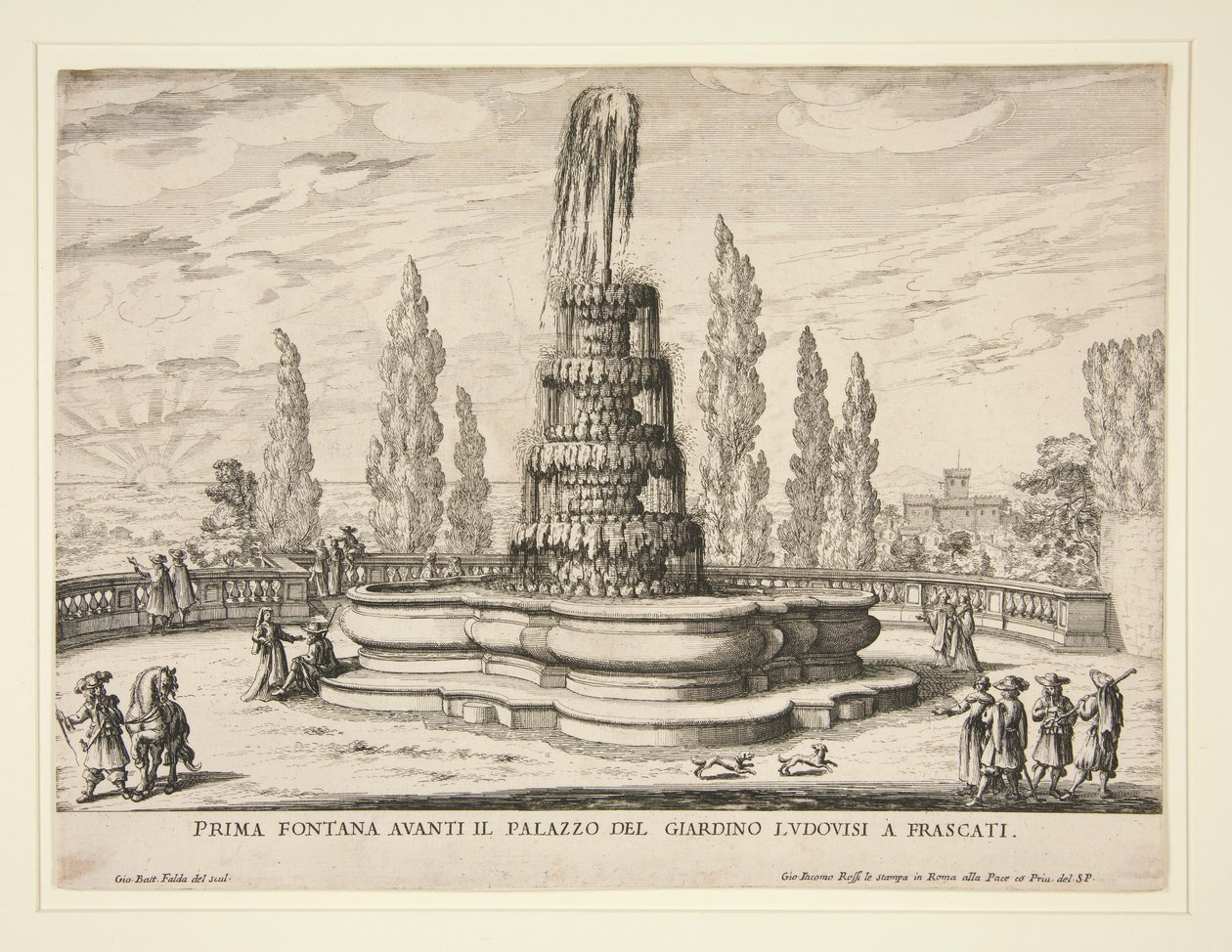 Fontanna w ogrodach pałacu Ludovisi we Frascati autorstwa Giovanni Battista Falda
