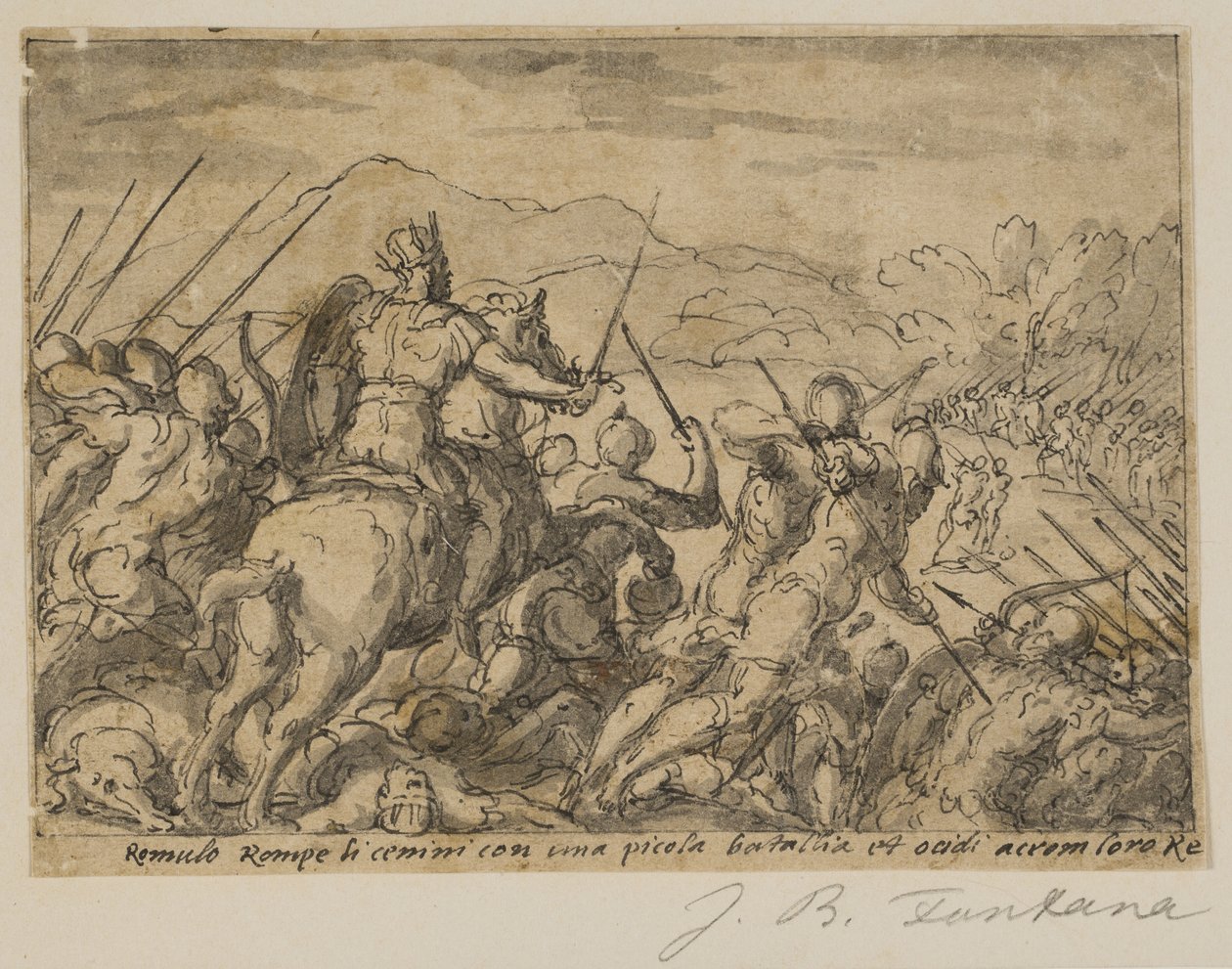 Acron atakuje Romulusa autorstwa Giovanni Battista Fontana