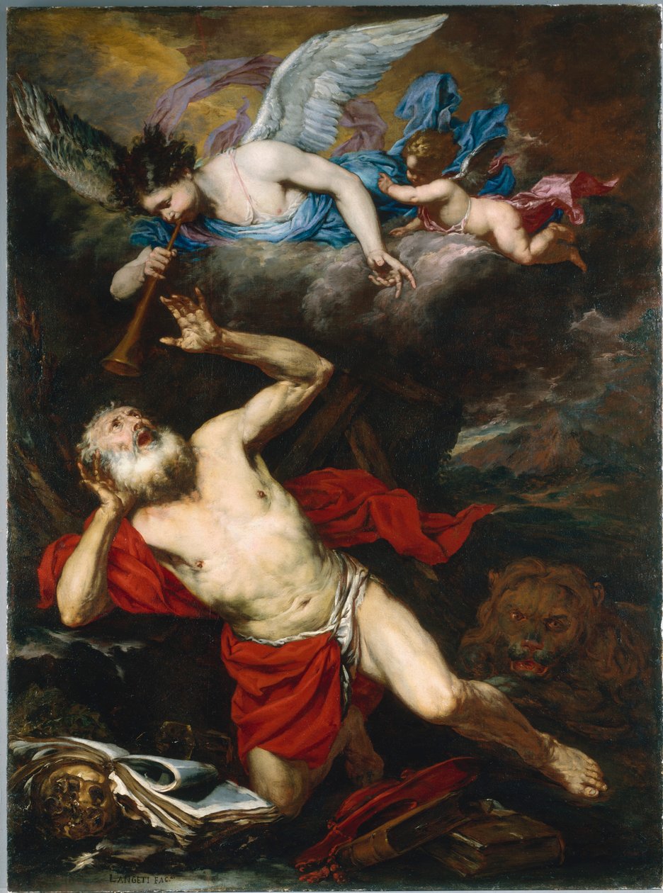 Wizja św. Hieronima, ok. godz. 1660. autorstwa Giovanni Battista Langetti