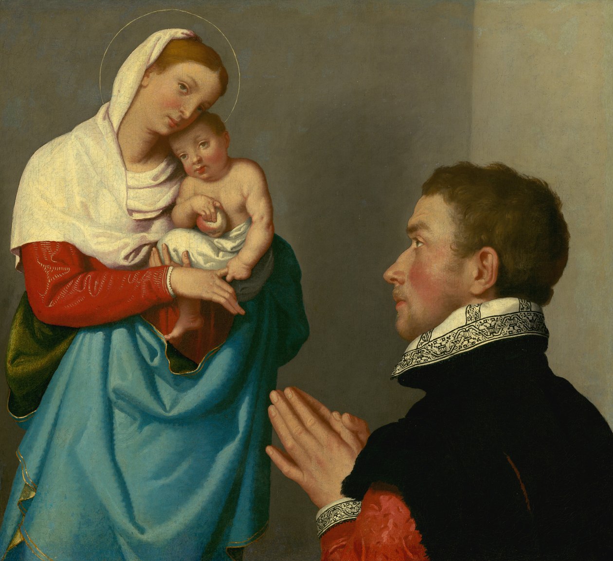 Dżentelmen w adoracji przed Madonną, ok. godz. 1560. autorstwa Giovanni Battista Moroni