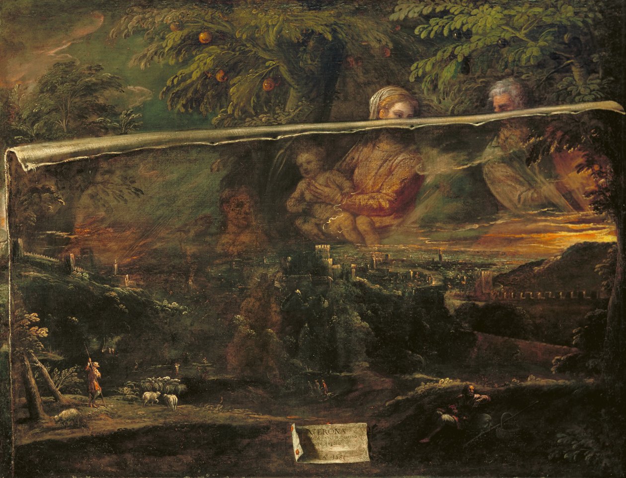 Wizja Świętej Rodziny pod Weroną, 1581 r. autorstwa Giovanni Battista Moroni