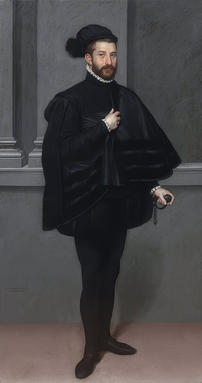 Rycerz w czerni. 1567 autorstwa Giovanni Battista Moroni