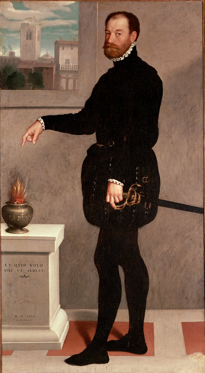 Portret hrabiego Pietro Secco-Suardi Obraz Giovan Battista Moroni (Giovanbattista, Giovanni Battista) (ok. 1529-1578) 1563 niedziela 182x102 cm Florencja, Galeria Uffizi (Uffizi) autorstwa Giovanni Battista Moroni