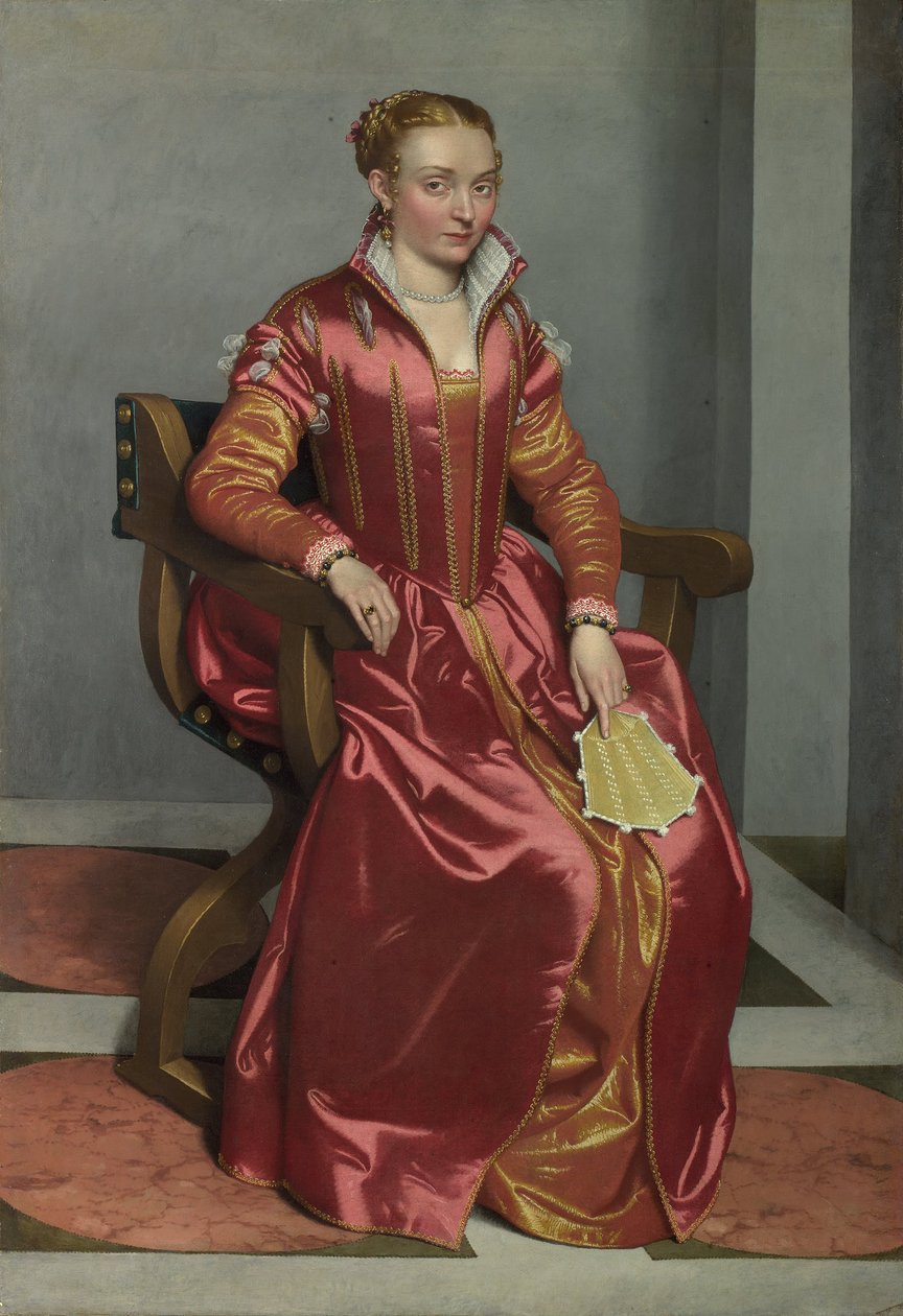 Portret damy, być może Contessa Lucia Albani Avogadro („La Dama in Rosso”) autorstwa Giovanni Battista Moroni
