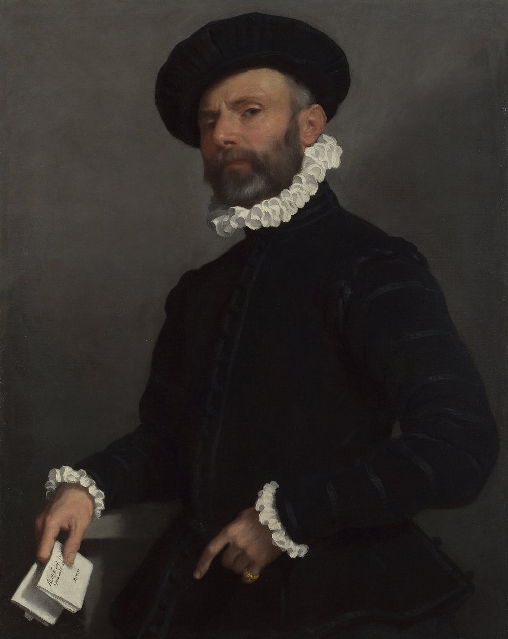 Portret mężczyzny trzymającego list LAvvocato, ok. 1930 r. 1570 autorstwa Giovanni Battista Moroni