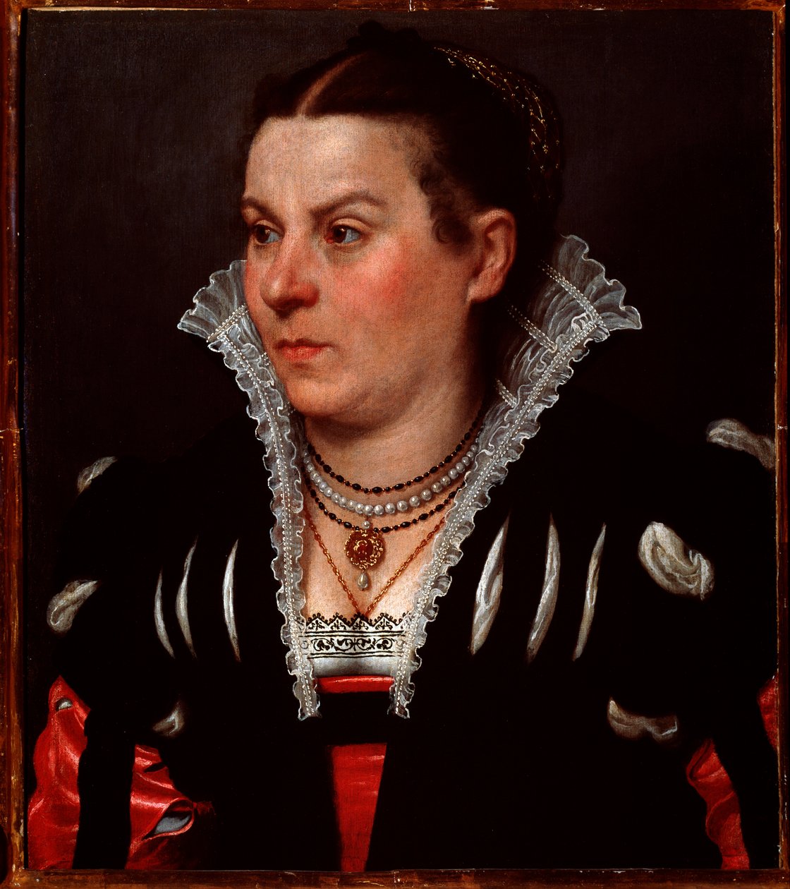 Portret bogatej damy - olej na płótnie autorstwa Giovanni Battista Moroni