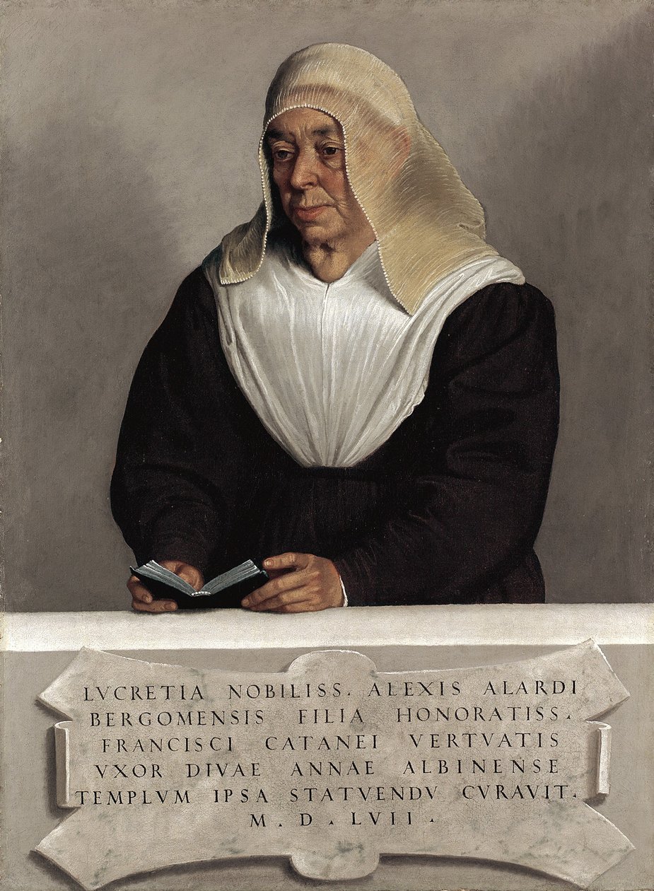 Ksieni Lukrecja Vertova Agliardi, ok. 1557 (olej na płótnie) autorstwa Giovanni Battista Moroni