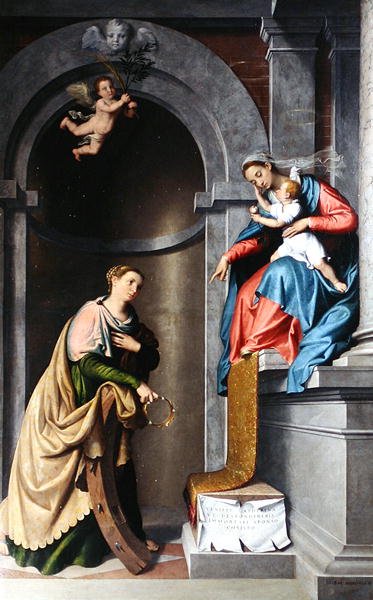 Mistyczne małżeństwo św. autorstwa Giovanni Battista Moroni