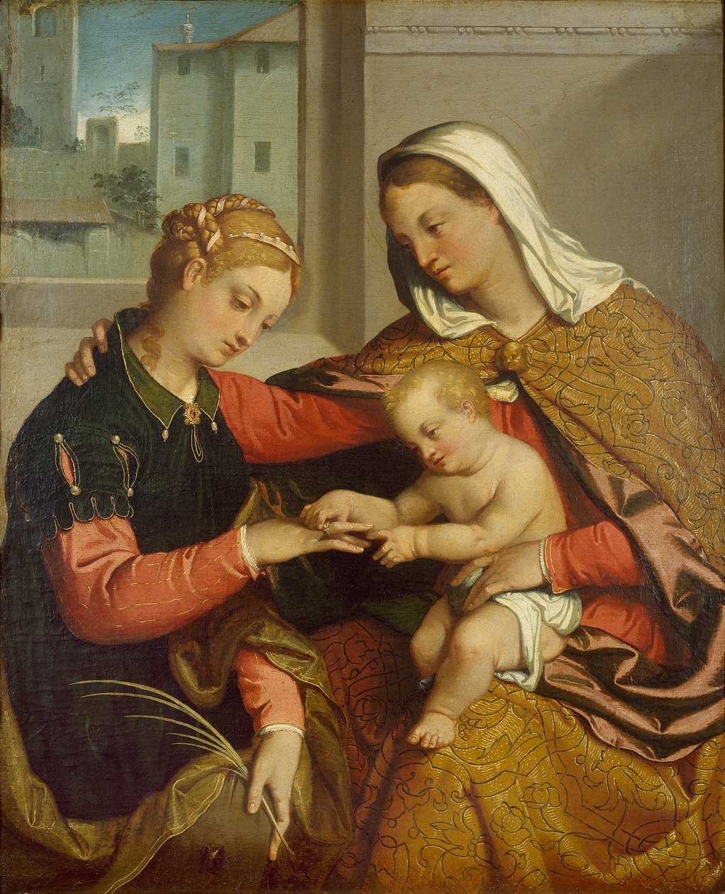 Mistyczne zaślubiny św Katarzyny, ok. 1550 autorstwa Giovanni Battista Moroni