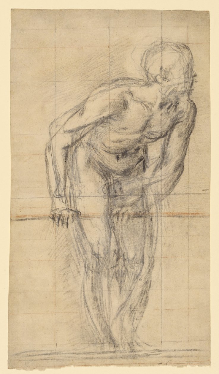 Stojący akt męski (recto); Stojący akt męski (verso) autorstwa Giovanni Battista Naldini