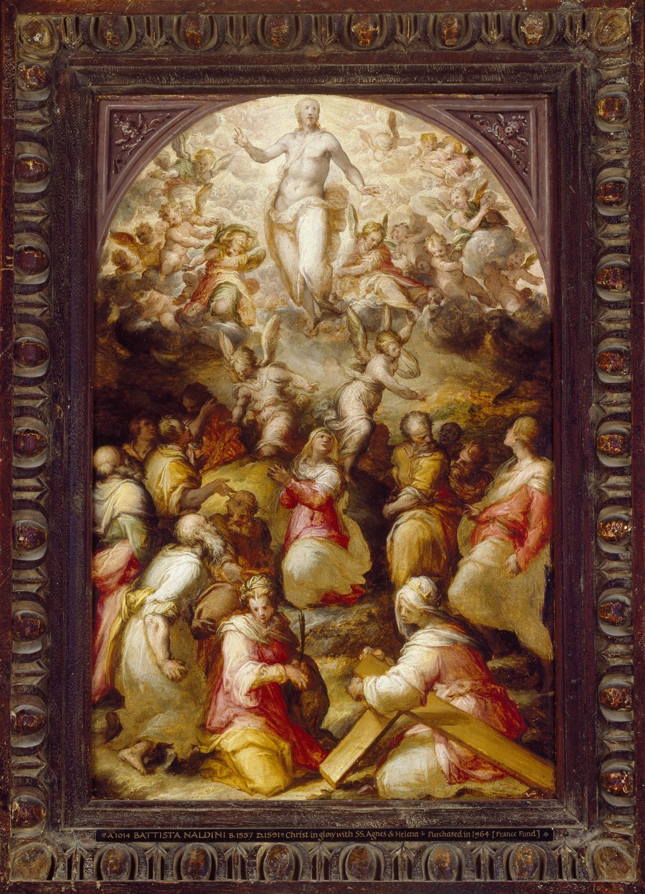 Chrystus w chwale ze świętymi Agnieszką i Heleną, XVI w. autorstwa Giovanni Battista Naldini